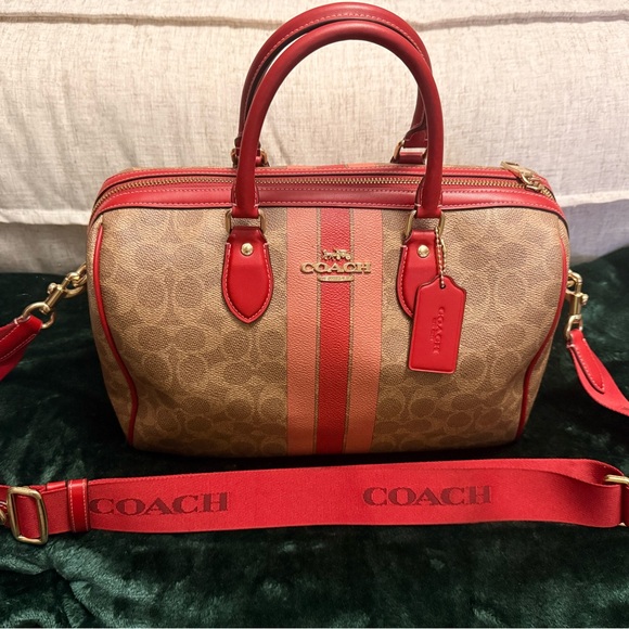 Coach Red and Tan Satchel Bag